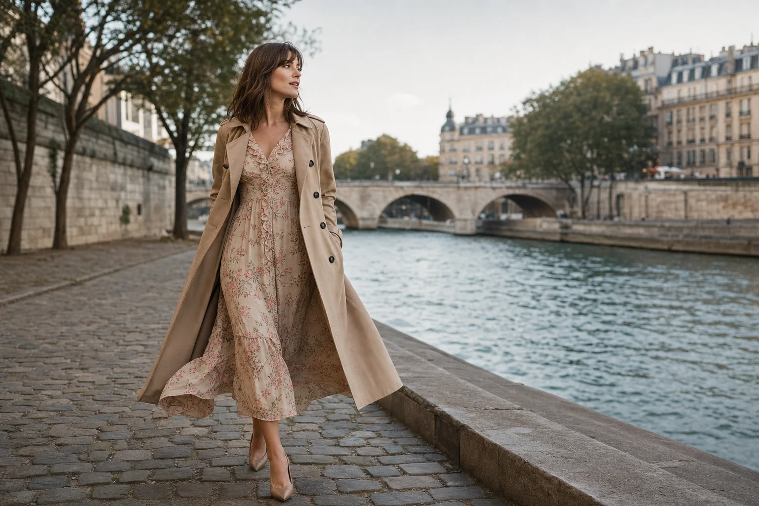 Soft knit sweater layered under wool coat